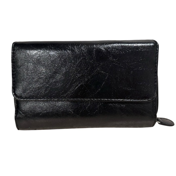 Faux Leather Black Wallet Organizer Built-In Calculator & Multiple Compartments - Picture 5 of 13